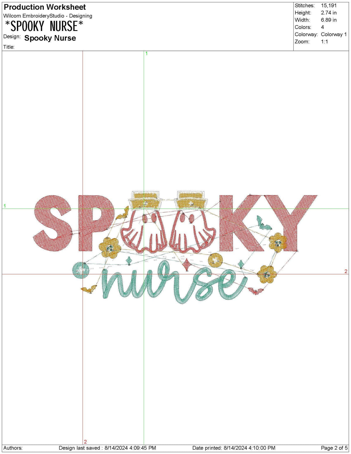 Spooky Nurse Embroidery Design: Halloween Ghost (PES, DST, XXX) - 6 Sizes (Digital Download)