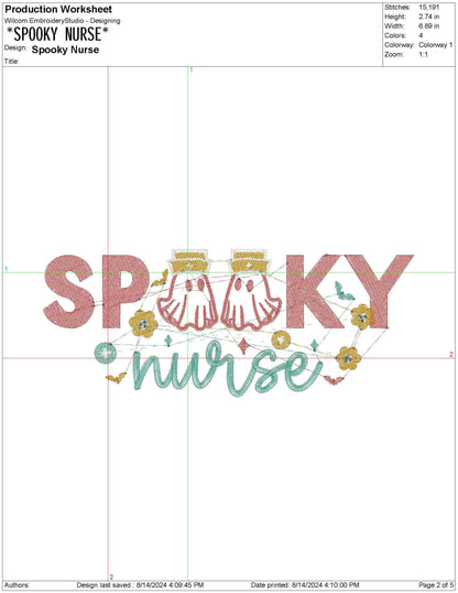 Spooky Nurse Embroidery Design: Halloween Ghost (PES, DST, XXX) - 6 Sizes (Digital Download)