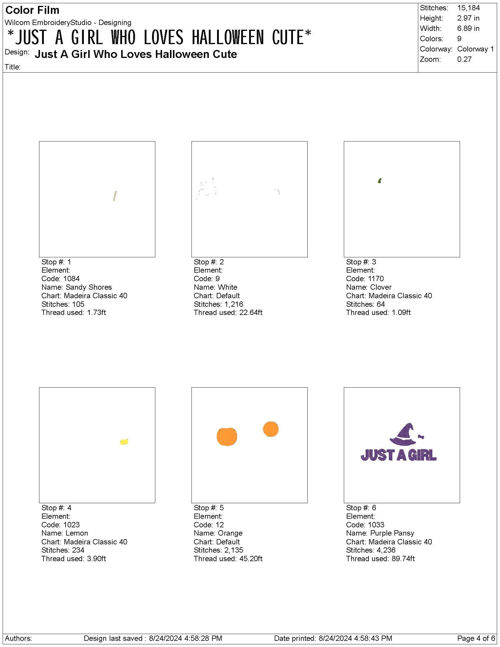 Girl's Halloween Embroidery Design: Ghost, Pumpkin, Witch (DST JEF File)