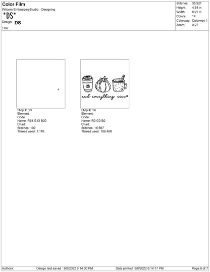 Fall Embroidery Designs: Pumpkin Spice Machine Embroidery File Fall Coffee Lover Embroidery Design (Digital Download)