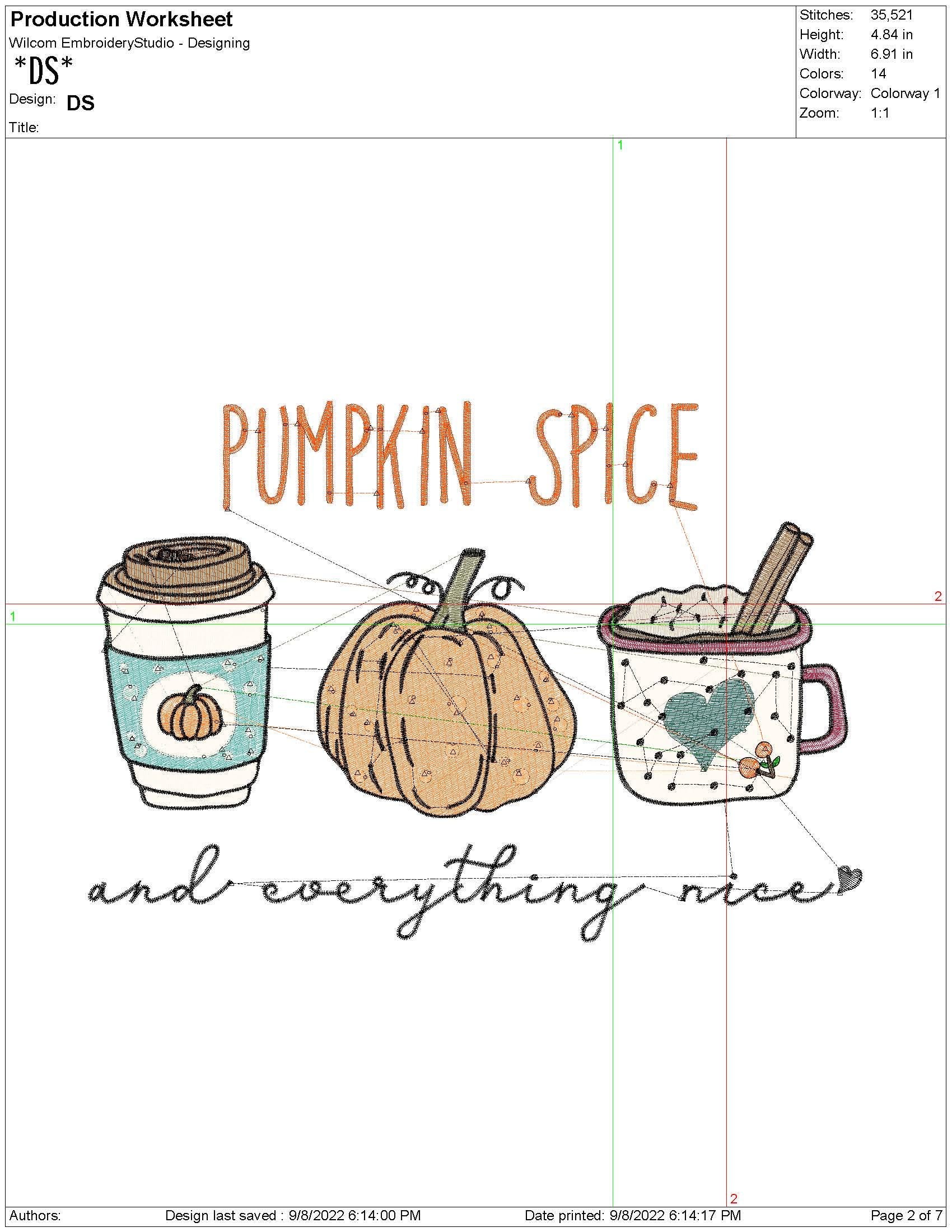 Fall Embroidery Designs: Pumpkin Spice Machine Embroidery File Fall Coffee Lover Embroidery Design (Digital Download)