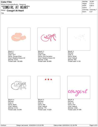 Cowgirl at Heart Embroidery File, pes dgt dst exp hus inf jef Machine Embroidery File, Pink Cowgirl Hat PES File, Western Embroidery