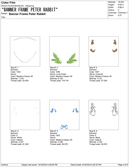 Easter Embroidery Crest Designs: Peter Rabbit Crest PES Nursery Baby Banner Machine Embroidery File Baby Door Hanger Embroidery File New Mom
