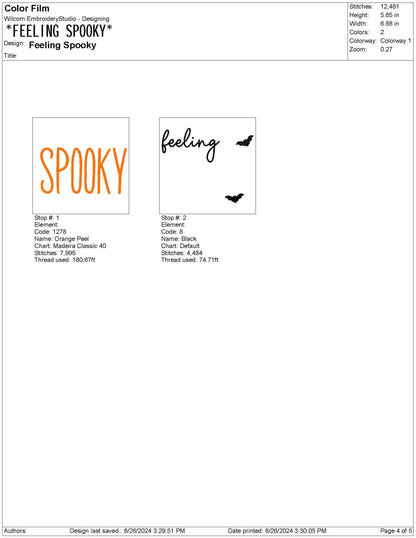 Feeling Spooky Halloween  xxx Fall Embroidery Machine File | 6 sizes