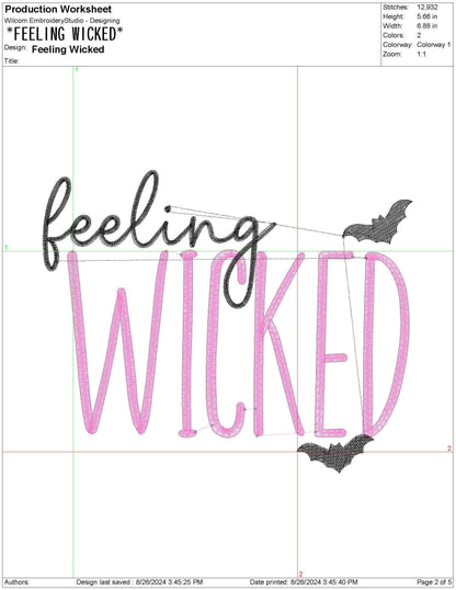 Feeling Wicked Halloween Bat Fall  xxx Machine Embroidery File | 6 sizes