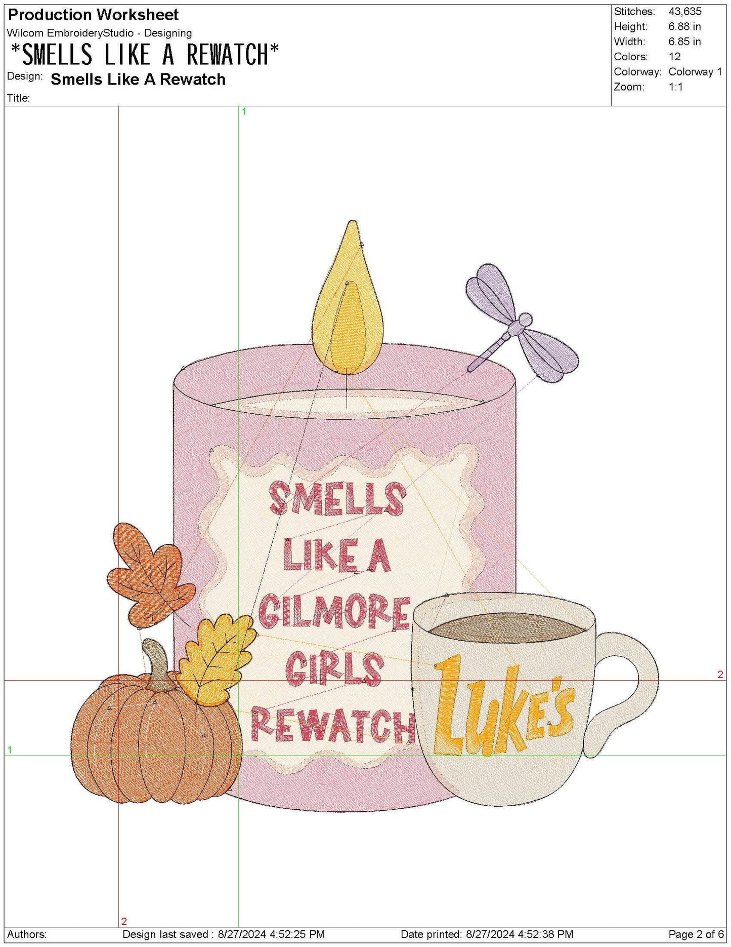 Gilmore Stars Hollow Rewatch pes dgt dst exp hus jef xxx Machine Embroidery File, Smells Like A Rewatch | 4 Sizes