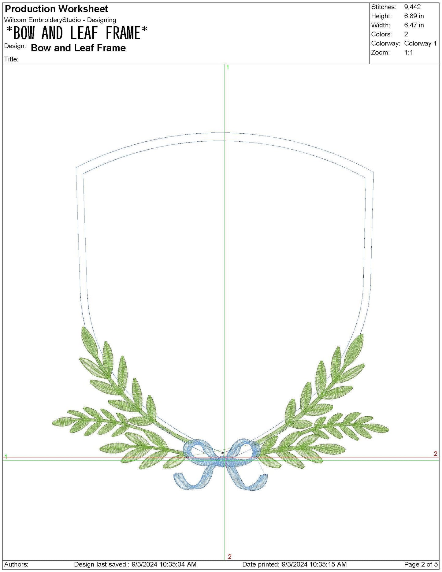 Bow and Leaf Frame Embroidery Design: Elegant Crest Machine Embroidery File Baby Door Hanger Frame File (PES, DST, EXP +)