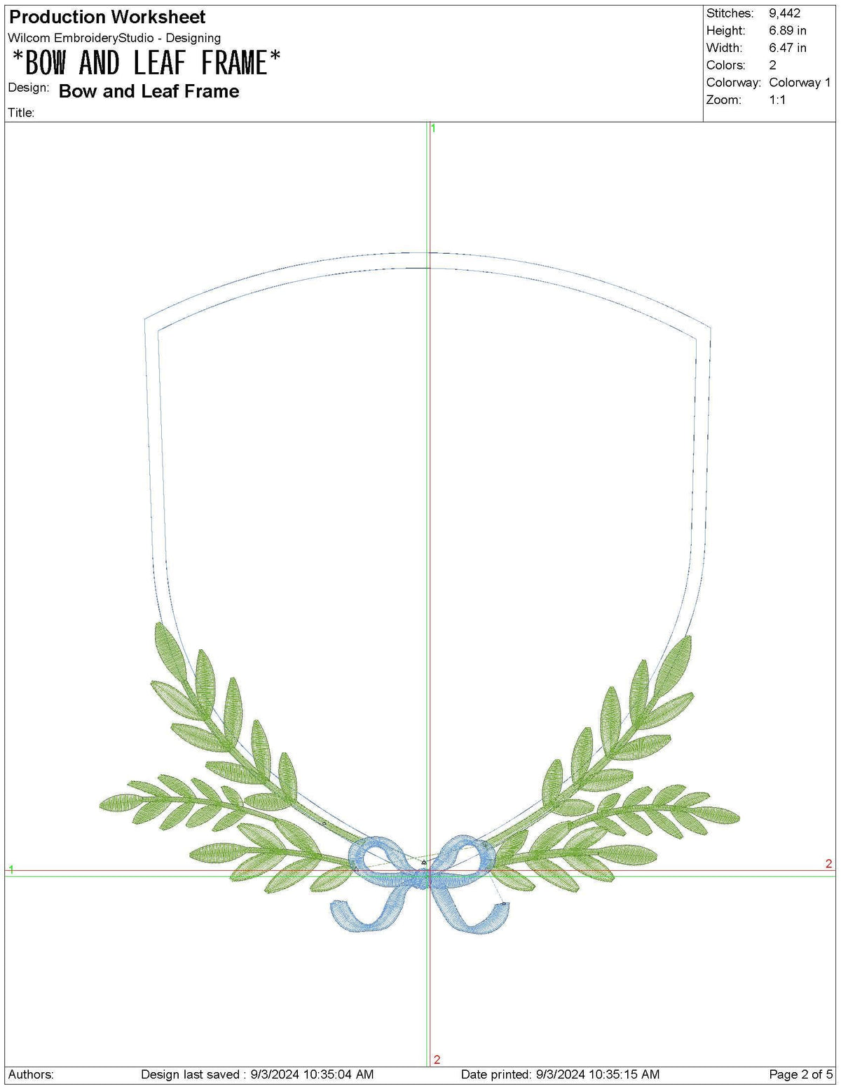 Bow and Leaf Frame Embroidery Design: Elegant Crest Machine Embroidery File Baby Door Hanger Frame File (PES, DST, EXP +)