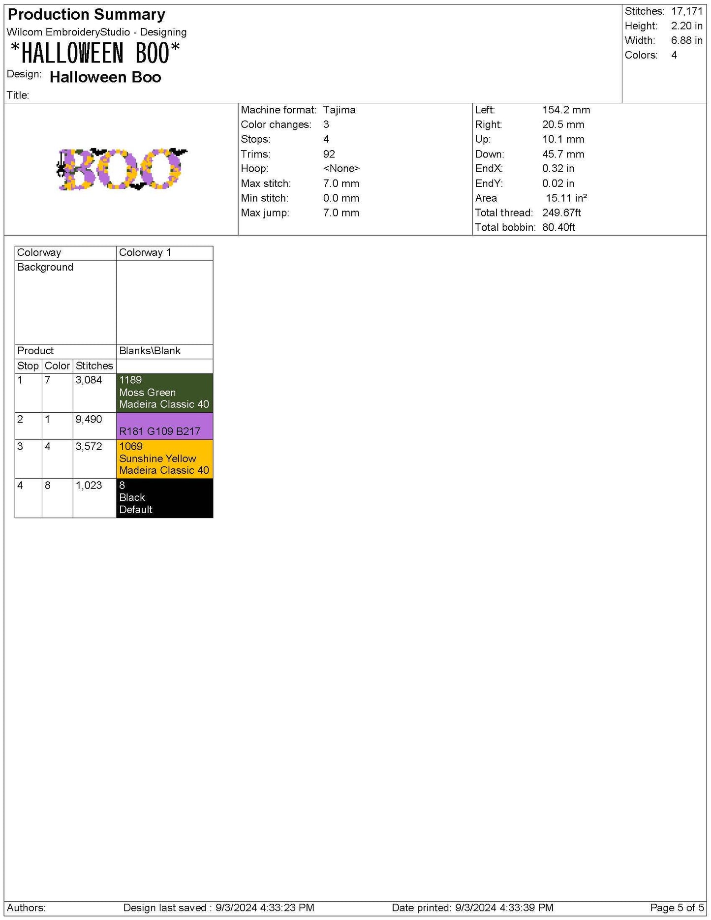 Halloween Boo Embroidery Design: Flower Script (PES Digital Download)