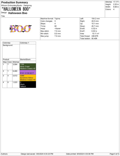 Halloween Boo Embroidery Design: Flower Script (PES Digital Download)