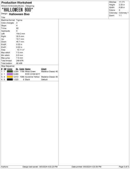 Halloween Boo Embroidery Design: Flower Script (PES Digital Download)