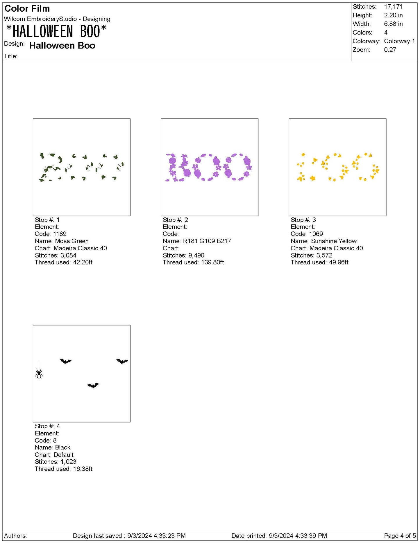 Halloween Boo Embroidery Design: Flower Script (PES Digital Download)