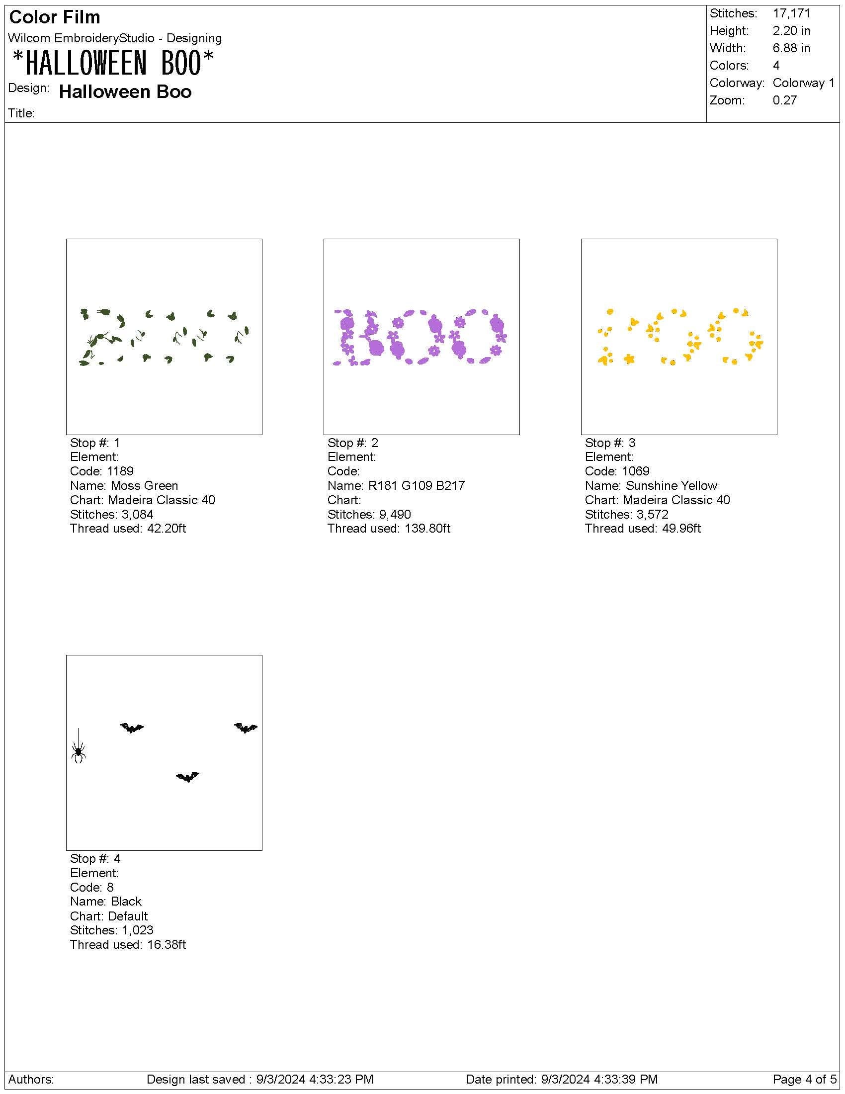 Halloween Boo Embroidery Design: Flower Script (PES Digital Download)