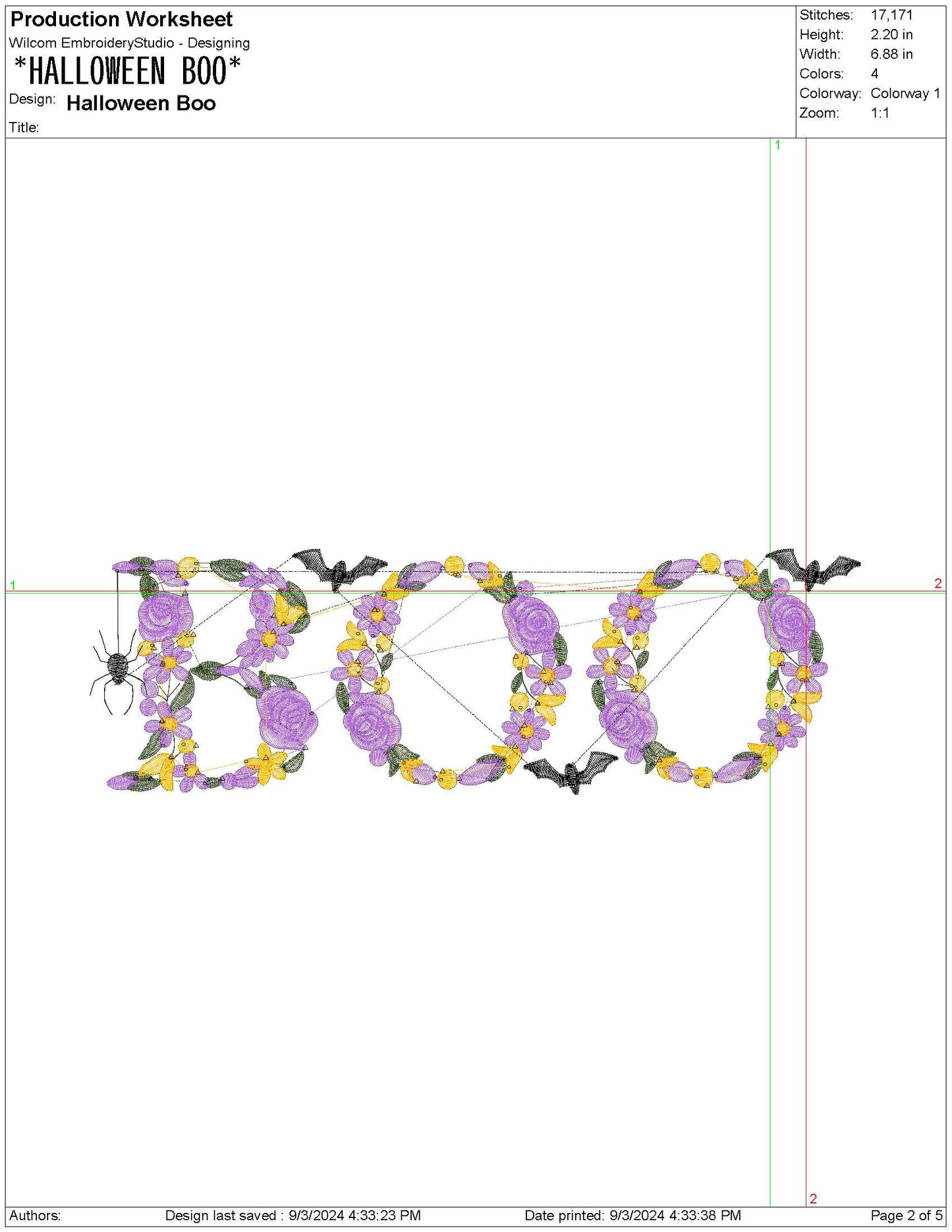 Halloween Boo Embroidery Design: Flower Script (PES Digital Download)