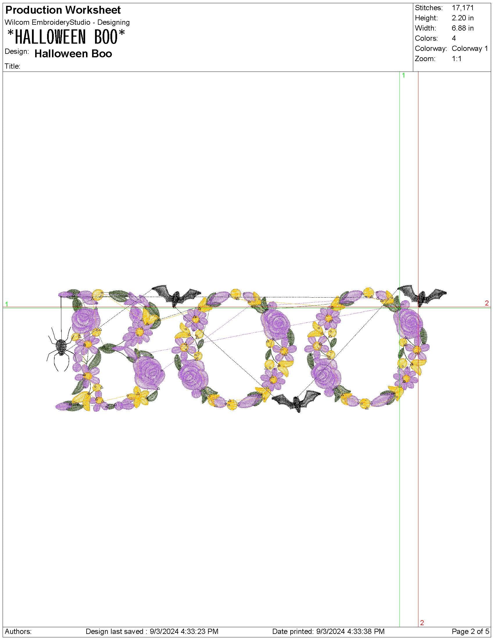 Halloween Boo Embroidery Design: Flower Script (PES Digital Download)