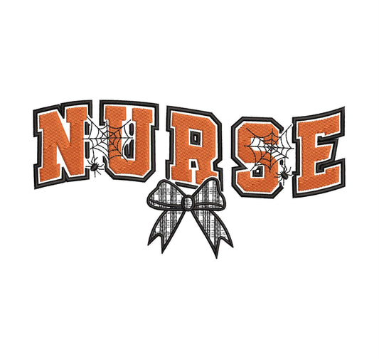 Halloween Nurse Embroidery Design pes dgt dst exp hus inf pes sew vp3 xxx Gift for Nurse with Bow Machine Embroidery File | 6 Sizes