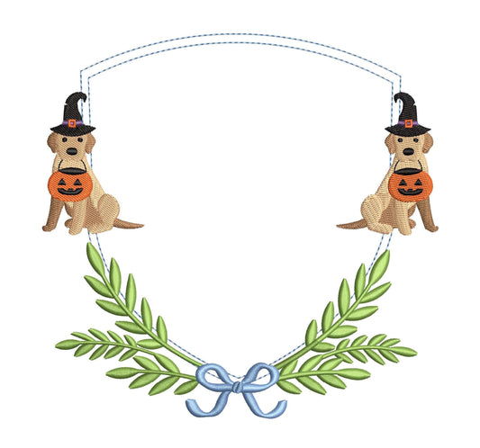 Halloween Witch Dog Frame Embroidery Design (PES DST JEF)