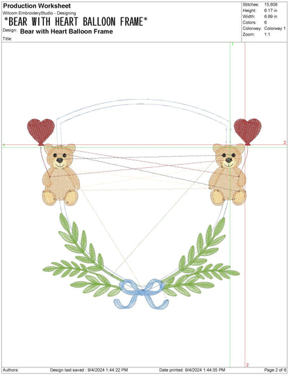 Valentines Day  Bear Banner Machine Embroidery File Baby Mother's Day Design | 6 sizes