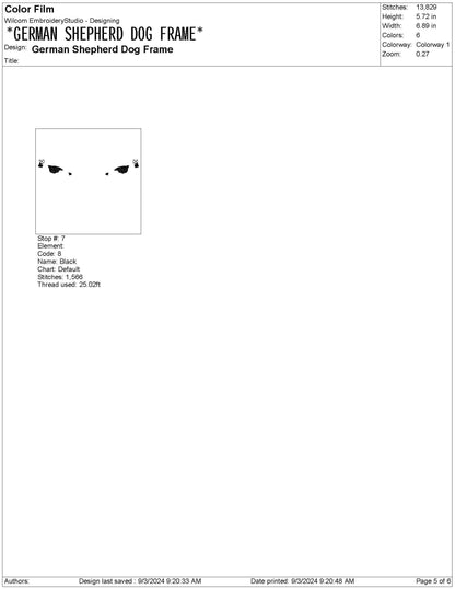 German Shepherd Crest Frame Embroidery Design (Digital Download)