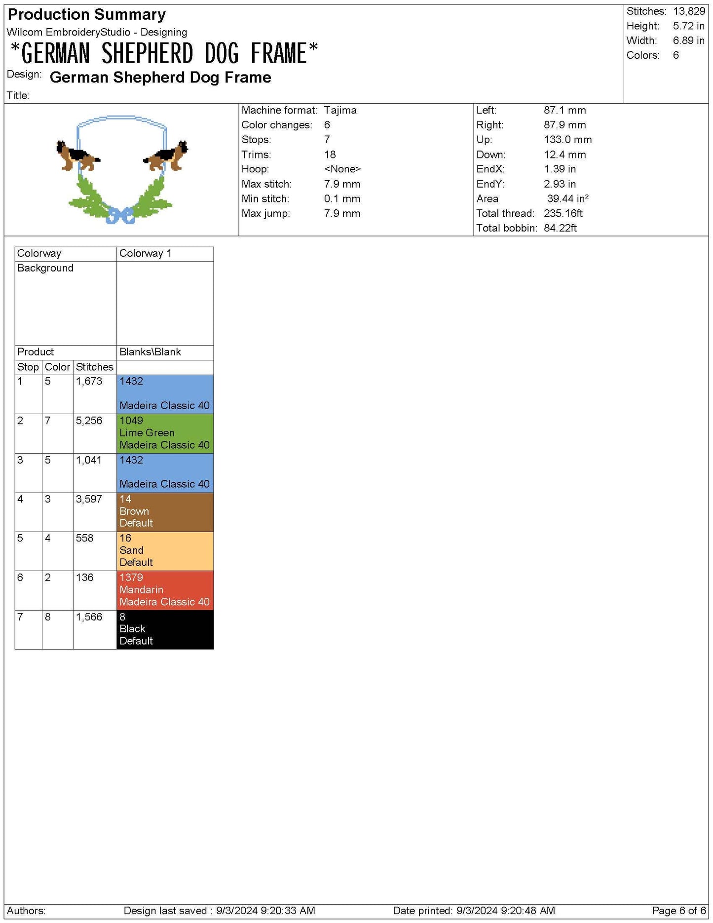 German Shepherd Crest Frame Embroidery Design (Digital Download)