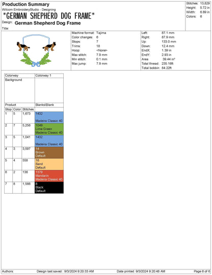 German Shepherd Crest Frame Embroidery Design (Digital Download)