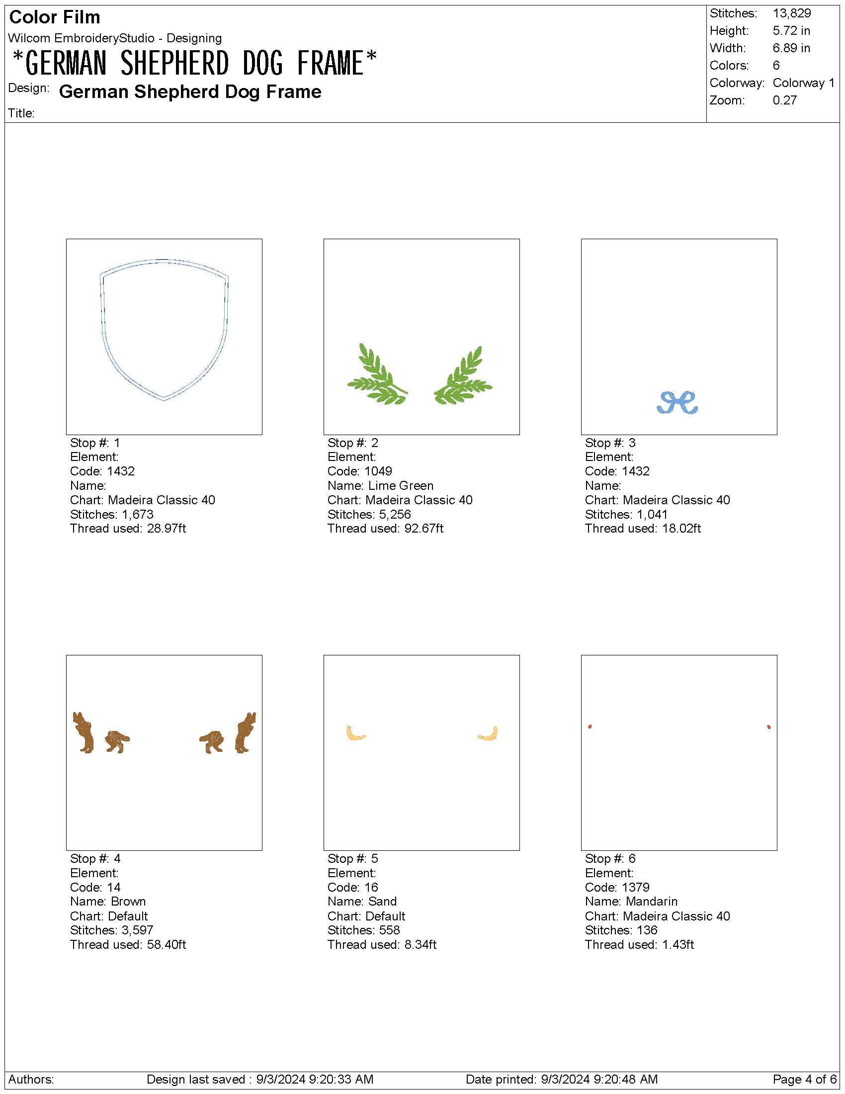 German Shepherd Crest Frame Embroidery Design (Digital Download)