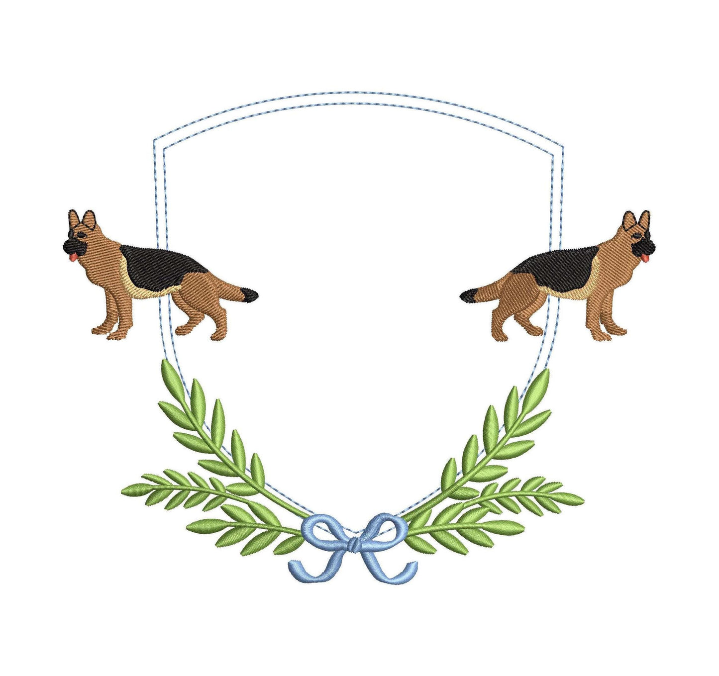 German Shepherd Crest Frame Embroidery Design (Digital Download)