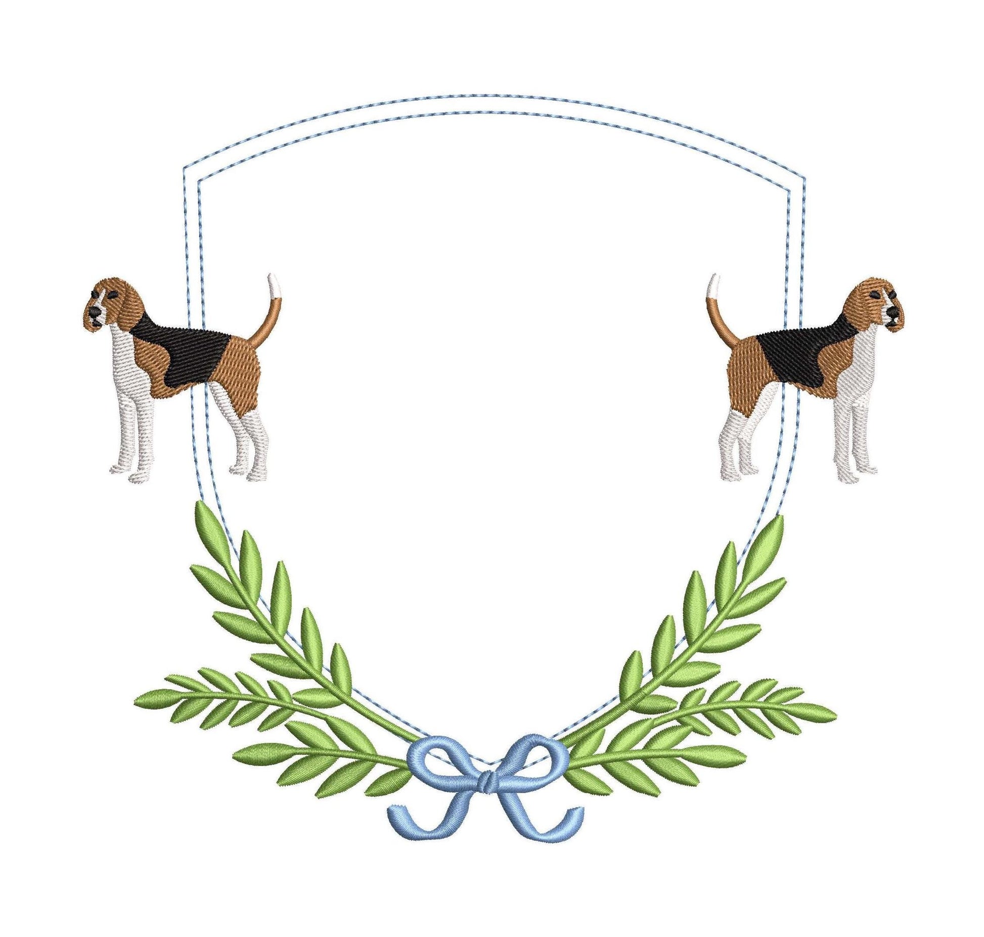 American Foxhound Dog Frame Embroidery Design (Digital Download)