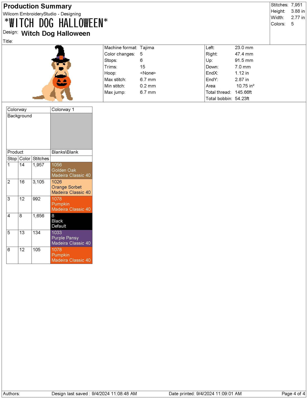 Halloween Labrador Embroidery Design: Witch Dog, PES File