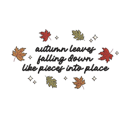 Fall Embroidery Designs: Autumn Leaves Embroidery Machine Files Pieces Into Place Christmas Embroidery Design