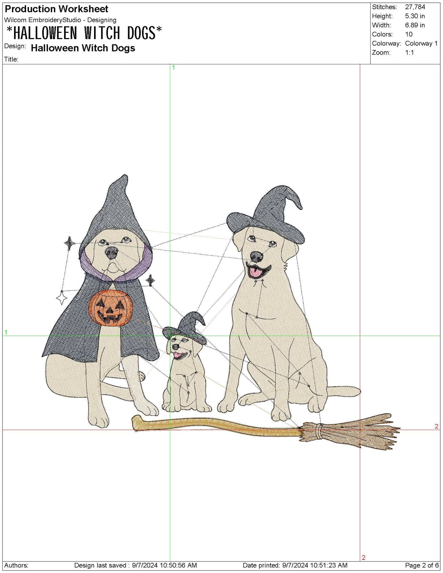 Halloween Witch Dogs Embroidery Design: Machine Embroidery File (PES, DST, EXP and More)