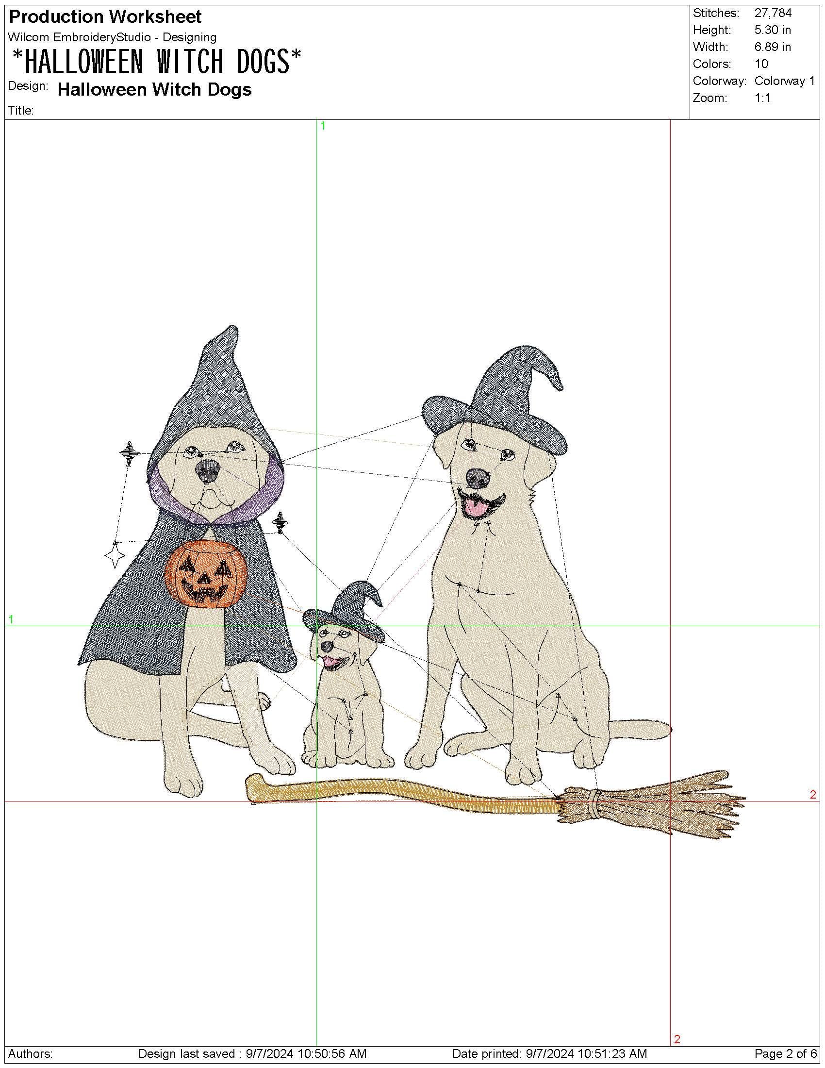 Halloween Witch Dogs Embroidery Design: Machine Embroidery File (PES, DST, EXP and More)