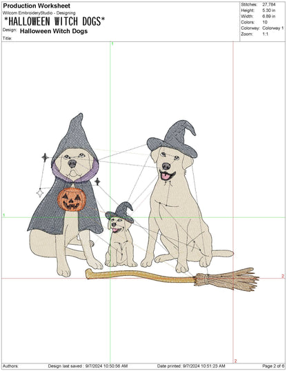 Halloween Witch Dogs Embroidery Design: Machine Embroidery File (PES, DST, EXP and More)