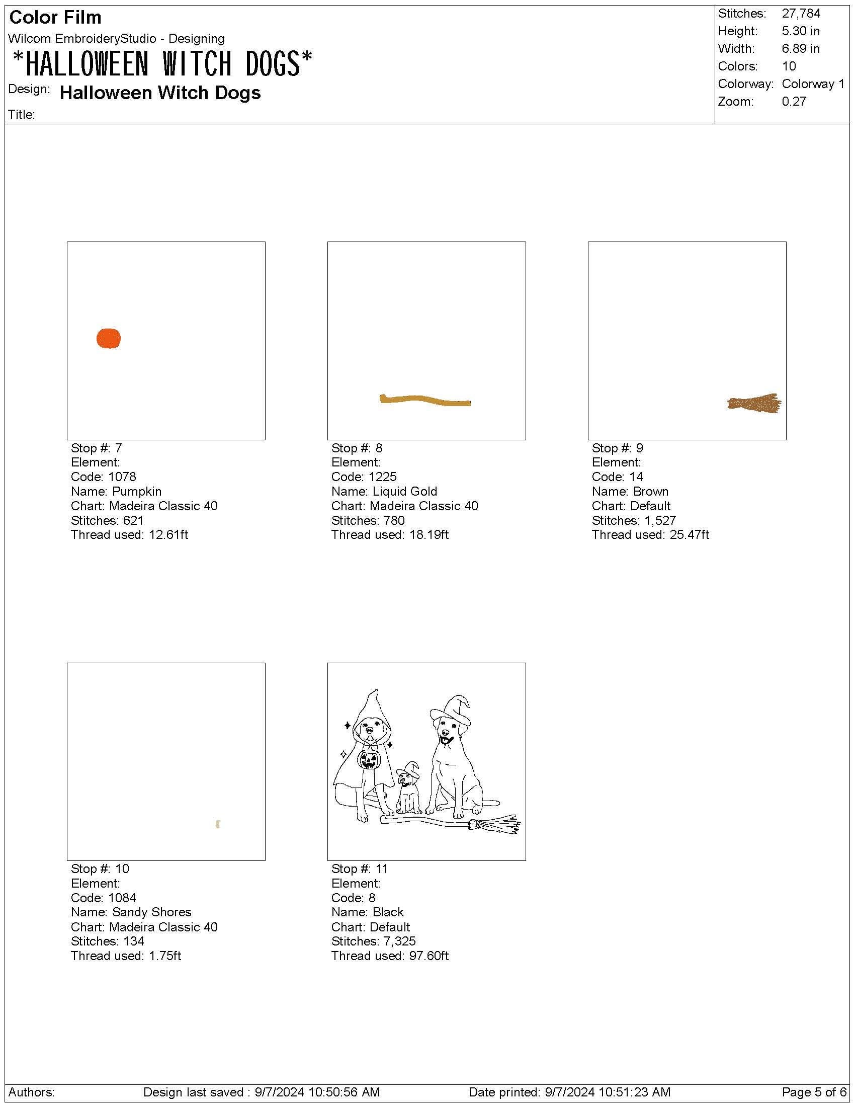 Halloween Witch Dogs Embroidery Design: Machine Embroidery File (PES, DST, EXP and More)