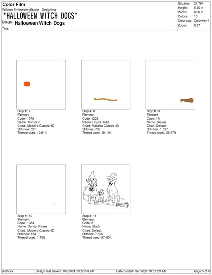 Halloween Witch Dogs Embroidery Design: Machine Embroidery File (PES, DST, EXP and More)