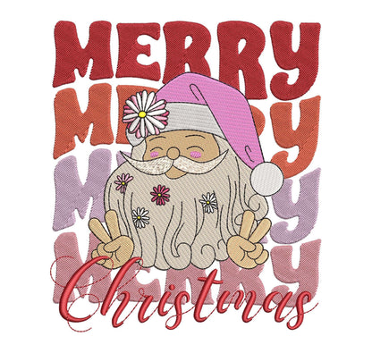 Christmas Hippie Santa Embroidery pes dgt dst exp hus inf jef xxx Machine Embroidery File, Merry Christmas Design