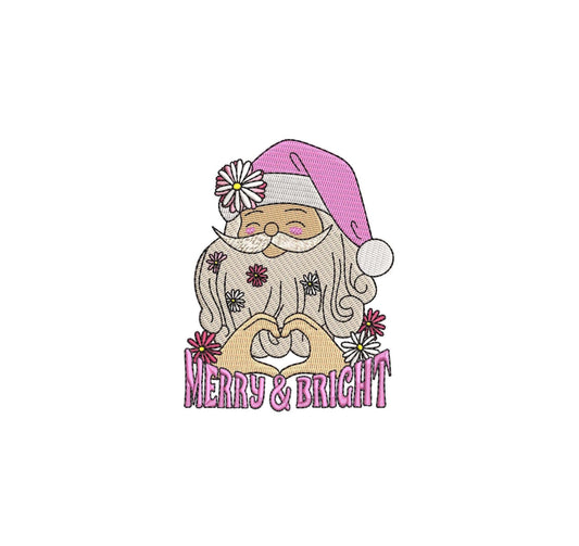 Christmas Santa Embroidery Design: Merry & Bright Machine File - Holiday Digitized Pattern for Embroidery Machines