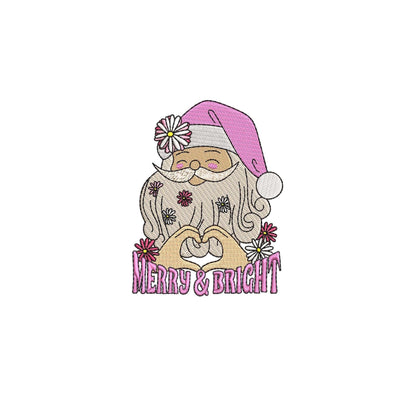 Christmas Santa Embroidery Design: Merry & Bright Machine File - Holiday Digitized Pattern for Embroidery Machines