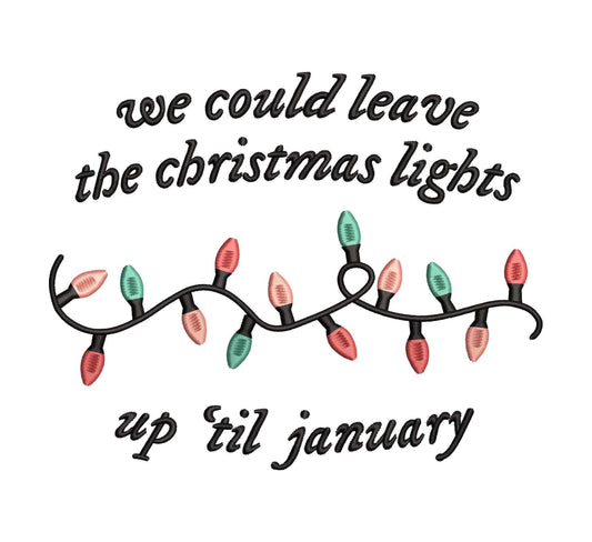 Christmas Lights Embroidery Design: Xmas Machine Embroidery File Holiday Song Lyric Embroidery Files (Digital Download)
