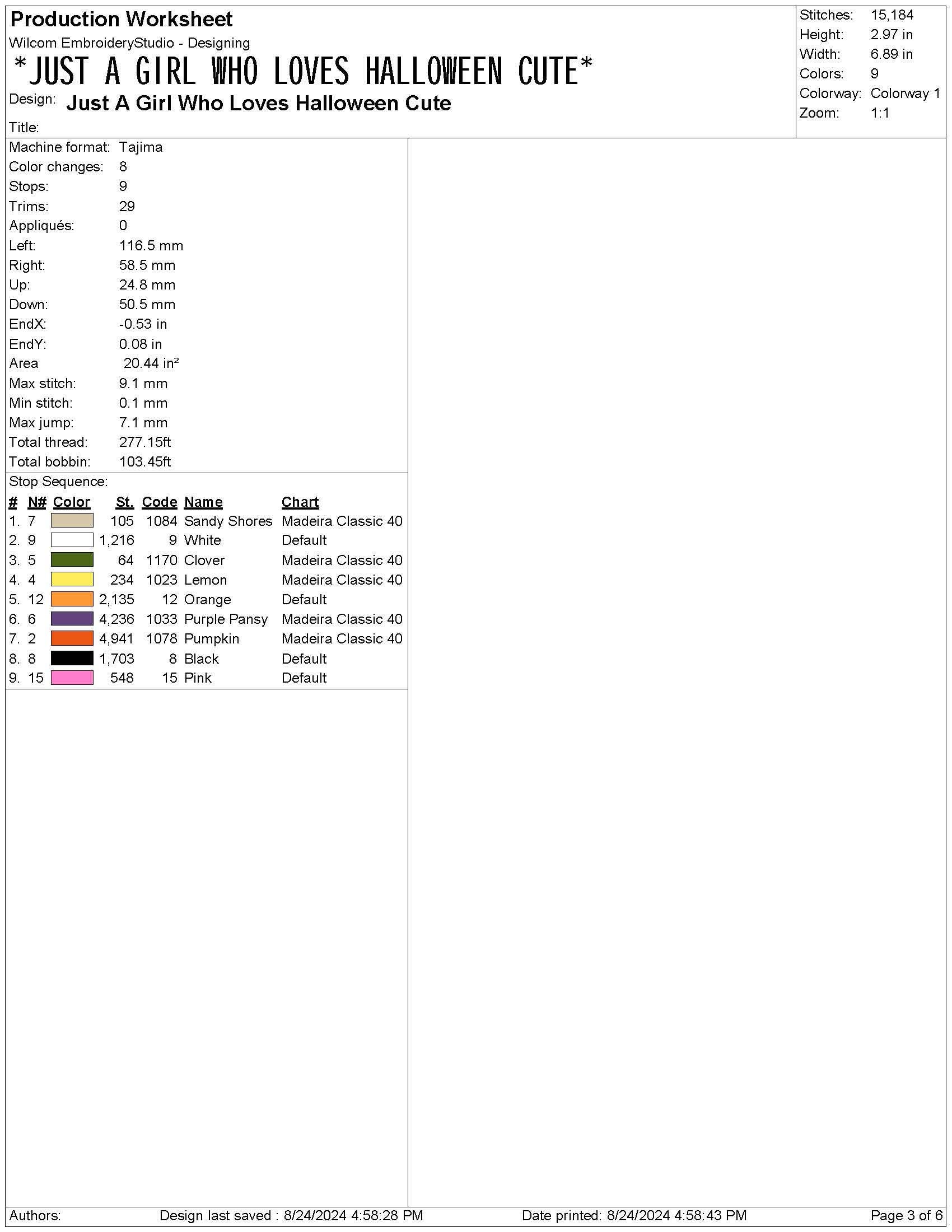 Girl's Halloween Embroidery Design: Ghost, Pumpkin, Witch (DST JEF File)