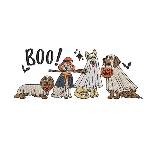 Halloween Ghost Dogs Boo Trick or Treat Cute Dog Machine Embroidery file | 6 Sizes