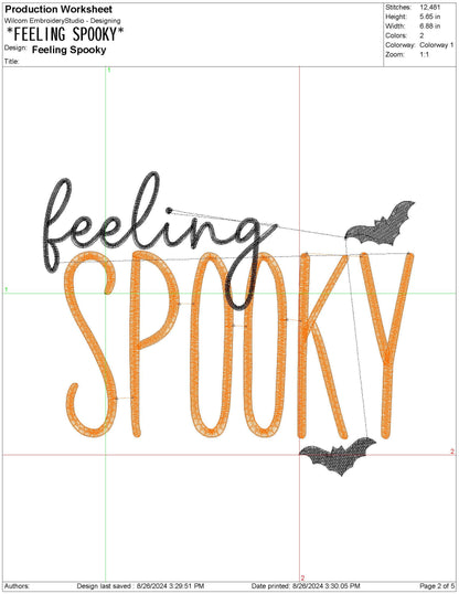Halloween Feeling Spooky Embroidery Design: Halloween Machine Embroidery File (PES, JEF, DST and more)