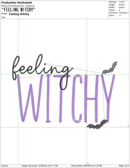 Feeling Witchy Halloween Fall pes dgt dst exp hus inf xxx pes Machine Embroidery File | 6 sizes