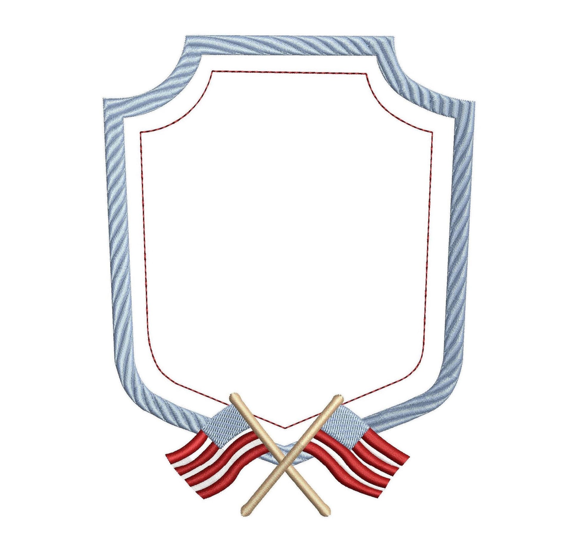 Baby Name Banner Embroidery Crest Designs: Boy Embroidery Banner Frame Design with Flags for 4th Of July Frame Banner or Wedding Crest