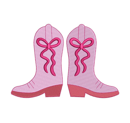 Cowgirl Boots Western Cowgirl Pink Shoes Machine Embroidery File Gift for Her | 6 Size