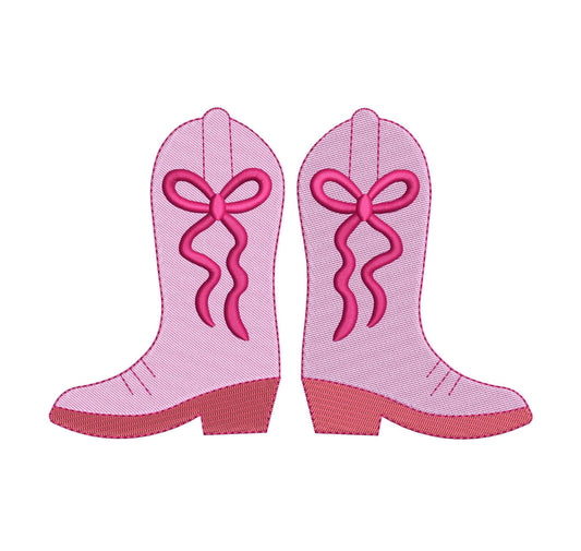 Pink Cowgirl Boots Embroidery Design: Western Machine Embroidery File (Digital Download)