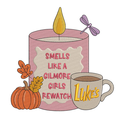 Gilmore Stars Hollow Rewatch pes dgt dst exp hus jef xxx Machine Embroidery File, Smells Like A Rewatch | 4 Sizes