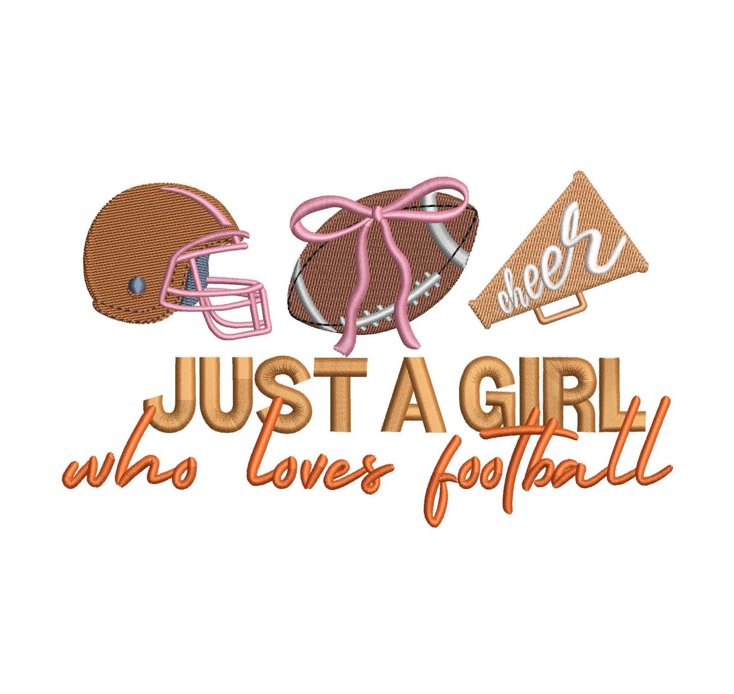 Just A Girl Who Loves Football Season Helmet Megaphone Embroidery pes dgt dst exp hus sew jef vp3 Machine Embroidery File