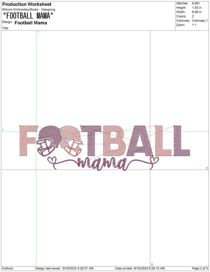 Mama Football Season Embroidery File,  Machine Embroidery File, Football Mama Gift for Her Pes File