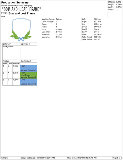 Coquette Bow and Leaf Crest Frame